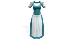 $AVE Medieval Outfit for Female Farmers cute, people, fashion, medieval, girls, top, long, clothes, skirt, colonial, american, dress, farmer, old, villager, costume, womens, common, wear, frill, apron, blouse, character, girl, pbr, low, poly, female, phesant