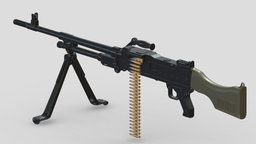FN MAG High-poly rifle, grenade, assault, high, soldier, revolver, army, handgun, carbine, generic, semi, long, submachine, defense, equipment, firearm, vr, bullpup, ar, firearms, automatic, machine, battle, pistol, sniper, launcher, personal, semi-automatic, weapon, asset, game, 3d, low, poly, military, shotgun, gun, gear, war, "light", "multiple-barrel"