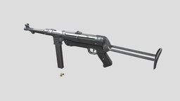 Low-Poly MP 40 Game Asset ww2, wwii, mp40, ww2weapons, substancepainter, substance, gameasset, smg, gameready