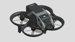 DJI Avata PBR Realistic capture, device, drone, wireless, robotic, equipment, flight, remote, fpv, takeoff, camera, realistic, quadcopter, pbr, uav, low, poly, air, technology, video, maneuverable, avata