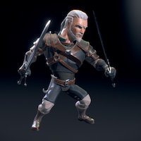 Witcher in Disney Infinity Style disney, infinity, witcher, geralt, rivia, cartoon, 3d, lowpoly