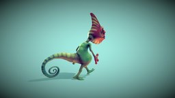 chamaleon walk toon, rigging, walking, retopology, rigg, rigged_model, chamaleon, bind, rigged-character, texturing-substance, character, cartoon, walk, animation