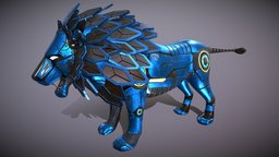 ROBOTIC LION robotic, lion, mobilegame, game-asset, unity, 3d, substance-painter, sci-fi