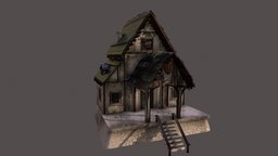 Old House Model WIP realistic, maya, game, photoshop, lowpoly, gameasset, stylized, gameready