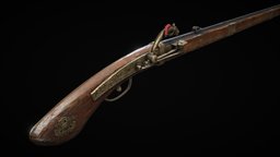 Game Ready: Tanegashima Teppo "Iron Cannon" rifle, vr, digital3d, substancepainter, substance, weapons, lowpoly, gameart, gun