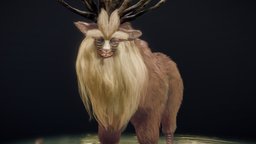 Princess Mononoke beast, forest, deer, god, ghibli, furry, blender, creature, animal, monster, anime, noai
