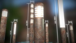 Bollard Light Type D F L N O Rusted Version d, case, f, o, l, type, n, game-ready, bollard, 3dhaupt, software-service-john-gmbh, low-poly, pbr, blender3d, sci-fi, gameasset, light, city-lights