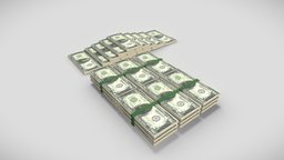 Dollars Money money, media, electronic, bitcoin, business, pile, currency, dollar, bank, loot, stack, cash, banknote, 3d, blender, pbr, model, gameready, dollarsmoney