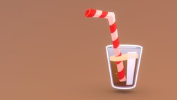 Stylized Iced Coffee drink, food, coffee, gradient, glass, cartoon, game, lowpoly, low, poly, stylized