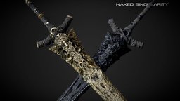Ancient Black Great Sword | dark fantasy sword ancient, warrior, medieval, melee, equipment, ready, armory, 4k, iron, golden, darksouls, two-handed, one-handed, buckler, straightsword, parry, soulslike, weapon, asset, game, pbr, lowpoly, gameasset, sword, fantasy, dark, souls, download, black, eldenring, noai