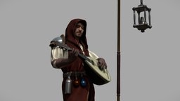 Bard music, guitar, playing, class, play, mandoline, bard, character, man, fantasy