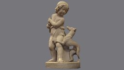 NIÑA PROTEGIENDO PALOMA, Manuel Vilar 1847 barcelona, nina, estatua, manuel, paloma, sculpture, lebrel, vilar