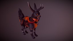 Jackalope cinema, rabbit, bunny, mount, jewelry, saddle, lava, fire, jackalope, creature, zbrush, cinema4d, dark
