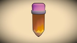 pencil school, pencil, study, low-poly, cartoon, lowpoly, low