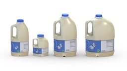 Supermarket 4 Milk Bottles Set Low Poly PBR drink, food, shelf, carton, unreal, generic, can, item, store, market, ready, vr, ar, beverage, milk, supermarket, realistic, engine, juice, package, shelves, jug, grocery, gallon, unity, glass, asset, game, 3d, pbr, low, poly, mobile, bottle, container, plastic