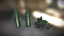 Broken and Whole Bottles broken, beer, destruction, whole, tableware, broke, splinters, fragile, scattered, glass, bottle, acute