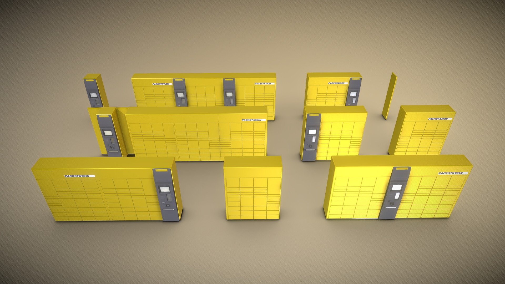 Here is the low-poly version of the packstation with pbr-textures in 4k and 10 components in one package.




Animated Packstation (High-Poly Version)

Here are some Mailboxs:  




Public Mailbox 2 (Low-Poly Version)

Public Mailbox 1 (Low-Poly Version)



Modeled and textured by 3DHaupt in Blender-2.82a - Packstation Low-Poly Set - Buy Royalty Free 3D model by VIS-All-3D (@VIS-All) 3d model