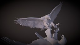 The Red and The Blue red, bird, fighter, fight, raptor, wild, wildlife, republican, bald-eagle, democrat, 3d-3d-model-3d-scan-3d-printing, zbrush4r8, haliaeetus-leucocephalus, blue