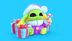 Christmas Star green, cute, baby, santa, yoda, christmas, gift, noel, star, alien, movie, santaclaus, kawaii, lex, character, cartoon, starwars, space, babyyoda