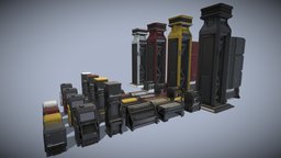 Sci Fi Props (Trimsheet) kit, platform, vr, spacestation, metal, halo, starcitizen, kitbash, science-fiction, substance, unity, game, blender, texture, lowpoly, scifi, starwars, sci-fi, gameasset, building, dark, modular, door, gameready, environment, trimsheet, hdrp, kit-bash, vr-props