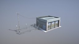 MilitaryBase_PortoVelho_PowerStation tower, plant, base, storage, power, brazil, airplane, porto, exterior, garage, international, shed, airport, barn, manufacture, aircraft, hangar, station, barracks, works, terminal, velho, teletrap, low-poly, military, house, building, factory, shop