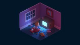 World 1-1 room, videogames, nintendo, isometric, isometricroomchallenge, blender, mario, environment