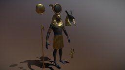 Statue Seth and Ra (Horus) god, uas, egyptian, statue, horus, ra, ankh, seth