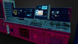 Computer Console computer, server, control, workstation, low, poly, sci-fi