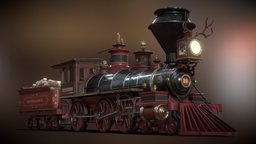 Mount Ruth Logging Company Locomotive train, steampunk, railroad, red, locomotive, west, dead, wild, railway, cowboy, western, fullsail, redemption, lumber, logging, substancepainter, game, vehicle, art, steam, rdr