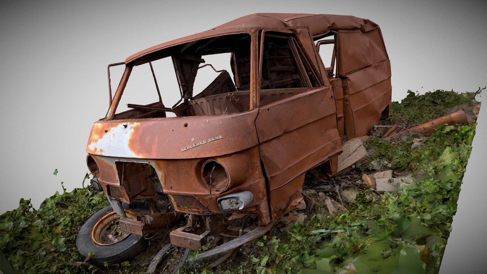 A 3Dscan of a Mercedes Benz van I found in an abandoned farm 3d model