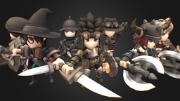 Hero Series wizard, monk, hero, barbarian, ranger, paladin, gunner, crossbowman, gameart, gameasset