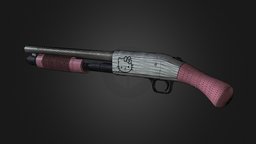 Mossberg 590 custom, uv, materials, hellokitty, mossberg590, substancepainter, substance, weapon, texture, shotgun, gun