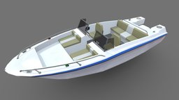 Ski Boat Low-poly PBR powerboat, sailboat, ski, motorboat, watercraft, speedboat, recreational, ship, boat