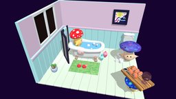 Mushroom Fairies are in Washroom (Rigged) cute, fairy, mushrooms, washroom, rigged_model, cutecharacter, rigged-character, rigged-and-animation, handpainted, hand-painted, animation, rigged, handpainted-lowpoly