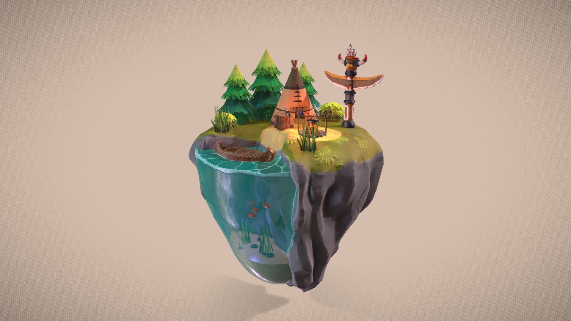 A project of mine created to broaden my portfolio and to test out the creation of a full (even though limtied) stylized environment, as I personall really like the look of those :)
It has brought a lot of challenges, a bit of struggle and got me to examine and explore lots of other artists' pipelines in order to find solutions to my problems, but I am satisfied with the end result and am looking forward to create more stylized stuff in the future.

Created as a part of my Computer Games Modelling and Animation Course at the University of Derby 3d model