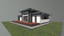 1 floor residential house PR05_11_21 modern, project, cottage, residential, architect, fashion, architectural, game, model, house, home, sketchfab, download, gameready