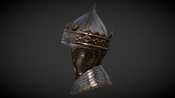 King Gustav Vasas Helmet with a Gilt Crown armour, sweden, crown, heritage, king, metal, museum, swedish, gustav, livrustkammaren, armoury, vasa, realitycapture, photogrammetry, helmet, royal, lernestal