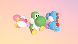 Yarn yoshi amiibos world, switch, figure, nintendo, soft, yoshi, yarn, knit, plush, amiibo, wool, wooly, blender, blender3d, model, 3dmodel