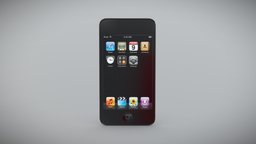 Apple iPod touch 4 Generation media player music, device, multimedia, sound, stereo, media, pod, audio, player, entertainment, personal, mp3, low-poly, 3d, low, poly, model, digital
