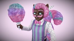 Cotton Candy Inventor cat, indie, handpaint, retro, cartoony, 3dcoat, handpaintedtexture, cottoncandy, stylizedcharacter, blender, blender3d, hand-painted, stylized