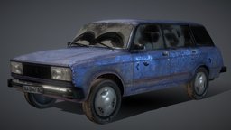 VAZ-2104 FREE soviet, wreck, rusty, lada, ready, old, ussr, wrecked, gaz, zaz, maz, paz, uaz, kraz, vaz, 2107, kamaz, 2106, 2108, 21099, 2121, 2105, 2109, 2101, 2102, 2103, game, vehicle, lowpoly, car, free, gameready, 2104, diry