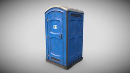 Public Portable Toilet PBR Game Ready event, portable, cabin, toilet, wc, service, outdoor, bio, public, box, concert, temporary, movable, restroom, ue, facility, lavatory, latrine, unity, lowpoly, mobile, construction, door, biotoilet