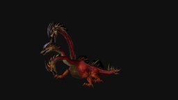 Three Head Fire Dragon three, twin, fire, fantasy, dragon