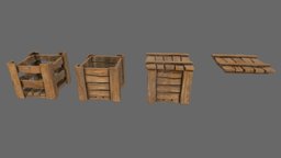 crate asset pack crate, storage, wooden, woodworking, substancepainter, maya, studentwork, student