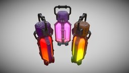 Sci-Fi Energy Batteries dae, stl, energy, unreal, store, obj, fbx, batteries, lods, low-poly-model, nikiyani, weapon, sci-fi, 3ds