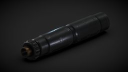 Suppressor rifle, shoot, worn, dirty, silencer, metal, old, pistol, suppressor, weapon, pbr, lowpoly, free, gun, black, gameready