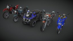 Motorbikes bike, yamaha, lizard, motorbike, motorcycle, ride, honda, stryker, atv, cb400, asset, game, vehicle, lowpoly, race, aerox, cr250