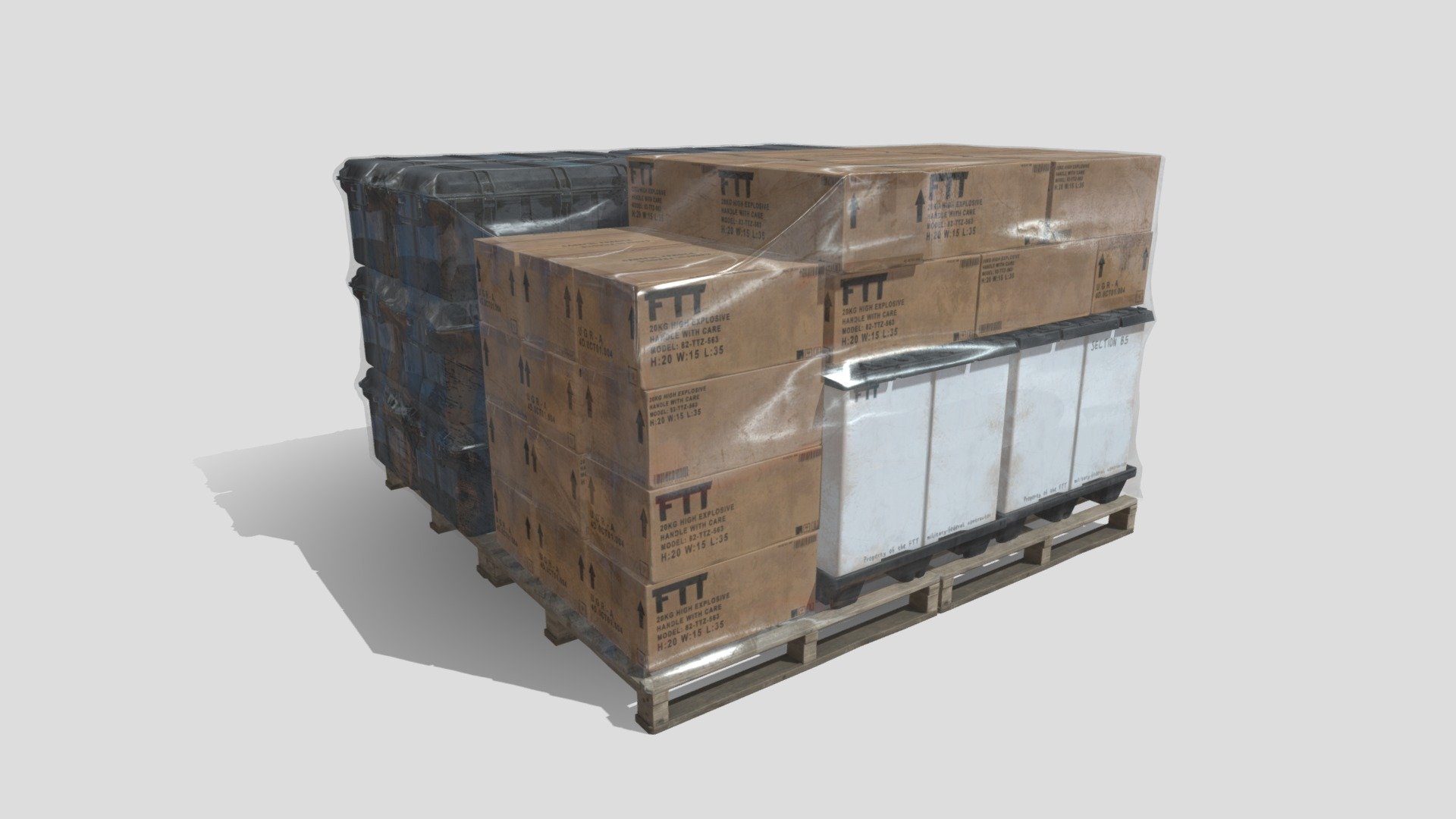 Game Ready Low Poly Collection made in Blender 3.0. Tested in Unreal Engine and Unity.

4k Textures made in Substance Painter:

Base Color Metallic Roughness High *Normal map

https://sketchfab.com/3d-models/military-game-asset-crate-box-ftt-e94ccb4fa5b844679014b2d41d4e91fb

https://sketchfab.com/3d-models/military-game-asset-box-1b56a9c059c741b79ffbbeba45615649

https://sketchfab.com/3d-models/military-game-asset-crate-ftt-3d8417f45f0e4081aa8019ee25312b3e

https://sketchfab.com/3d-models/game-ready-pallet-0a7c25c8441446969be6f91518683214 - Military Game Asset Collection - 3D model by MihaiCGI (@vargamihaly1986) 3d model