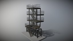 Industrial building 22ib06 tower, truss, floor, industry, scaffolding, railing, stair, building, factory, engineering