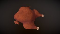 Stylized lowpoly roasted chicken food, bird, b3d, prop, turkey, meat, chicken, cartoony, dish, meal, tasty, yummy, sketchfabweeklychallenge, handpainted, asset, game, blender, lowpoly, blender3d, low, poly, stylized